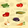 Seamless pattern vegetables: corn, tomato