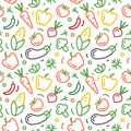 Seamless pattern with vegetables on white background