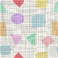 Seamless pattern of vertical and horizontal lines and red squares for texture, textiles, banners and creative design