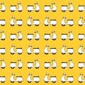 Seamless pattern with vespa scooters on yellow background Royalty Free Stock Photo