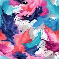 Seamless pattern of vibrant paint splashes in blue and pink (tiled) Royalty Free Stock Photo