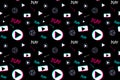 Seamless pattern with video player signs. Background for fabric wrapping wallpaper social media. Decorative print