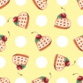 Seamless pattern Viennese waffle with cherries.