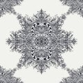 Seamless pattern from Vintage Abstract floral ornament black on white