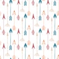 Seamless pattern of vintage arrow. Hand drawn arrows texture for textile, print, web, wrapping. Vector Royalty Free Stock Photo