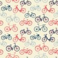 Seamless pattern with vintage bicycles