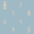 Seamless pattern with vintage birdcages. Royalty Free Stock Photo