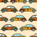 Seamless Pattern of Vintage car