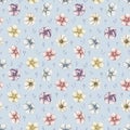 Watercolor seamless pattern with vintage violet flowers