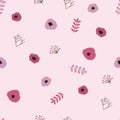 Seamless pattern with vintage folks floral