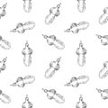 Seamless pattern of vintage hand draw mushroom toys.