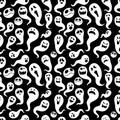 Seamless pattern Of Vintage Happy Halloween flat ghosts. Hallow