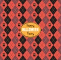 Seamless pattern Of Vintage Happy Halloween Tartan Texture with