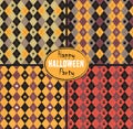 Seamless pattern Of Vintage Happy Halloween Tartan Texture Set.