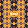 Seamless pattern Of Vintage Happy Halloween Tartan Texture with