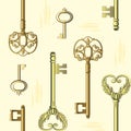 Seamless pattern with vintage keys