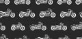 Seamless pattern with vintage motorcycles