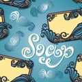 Seamless Pattern with Vintage Ornate Bar of Soap