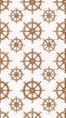 Seamless Pattern with Vintage Ship Wheels on White Background Royalty Free Stock Photo