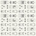 Seamless pattern , vintage sports racing cars. View from above