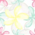 Seamless pattern in vintage style with Plumeria flowers.