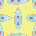 Seamless pattern with vintage surfboards.