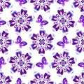 Seamless pattern with violet vintage flowers