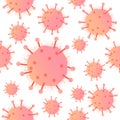 Seamless pattern with viruses of the bacteria coronavirus disease Covid-19. Corona virus on white background. Covid-19 in Wuhan, G