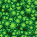 Seamless pattern of viruses in the shape of stars on a green background. Vector image Royalty Free Stock Photo