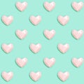 Seamless pattern with volumetric heart pink color. Summer party, birthday layout