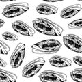 Seamless pattern Volutidae, common name volutes, are a taxonomic family of predatory sea snails Unique shells, molluscs. Sketch Royalty Free Stock Photo