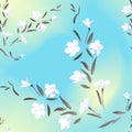 Seamless pattern white flowers on light yellow blue background Royalty Free Stock Photo