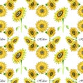 Seamless pattern wallpaper digital peiper sunflower watercolor