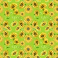 Seamless pattern wallpaper digital peiper sunflower watercolor