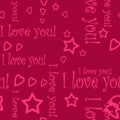 Seamless pattern wallpaper valentine with hearts and text
