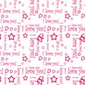 Seamless pattern wallpaper valentine with hearts and text