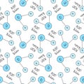 Seamless pattern with water h2o molecule, chemical formula. Vector sketch illustration in doodle sketch style. Concept of medicine Royalty Free Stock Photo