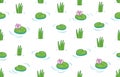 Seamless pattern with water lilies and green leaves Royalty Free Stock Photo