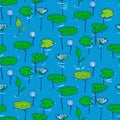 Seamless pattern with water and underwater plants Royalty Free Stock Photo