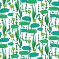 Seamless pattern with water and underwater plants Royalty Free Stock Photo