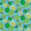 Seamless pattern with water and underwater plants Royalty Free Stock Photo