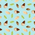Seamless pattern with watercolor almond elements Royalty Free Stock Photo