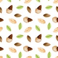 Seamless pattern with watercolor almond elements Royalty Free Stock Photo