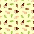 Seamless pattern with watercolor almond elements Royalty Free Stock Photo