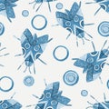 Seamless pattern with watercolor blue butterfly Royalty Free Stock Photo