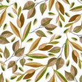 Seamless pattern with watercolor branches