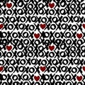 Seamless pattern in watercolor brush effect - XoXo Valentine background