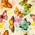 Seamless pattern with watercolor butterfly Royalty Free Stock Photo