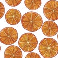 Seamless pattern with watercolor circles of oranges