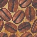 Seamless pattern with watercolor coffee beans Royalty Free Stock Photo